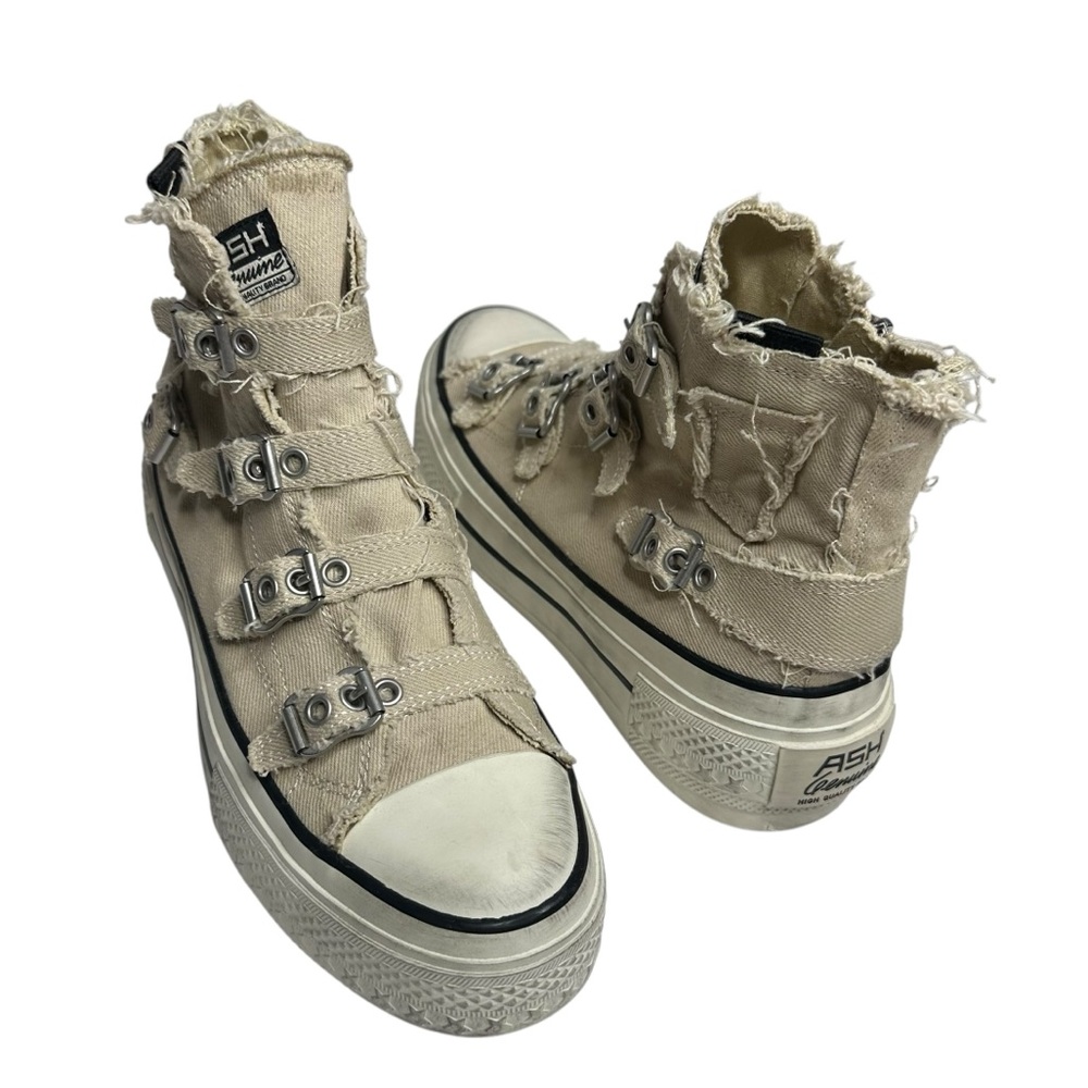 NEW W/BOX ASH Rainbow Washed Canvas High Top Sneakers in Sand 39 - Picture 5 of 13